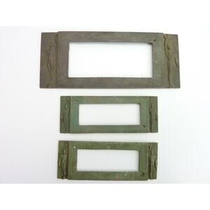 Vintage Art Deco Hardware Letter Cabinet Label Slot Rectangle Escutcheons